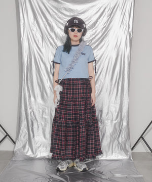 リボンポイント2ラインワッフルTシャツ