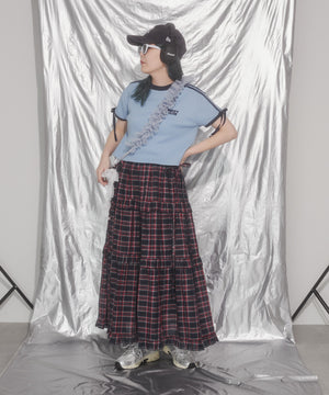 リボンポイント2ラインワッフルTシャツ