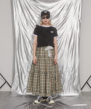 リボンポイント2ラインワッフルTシャツ