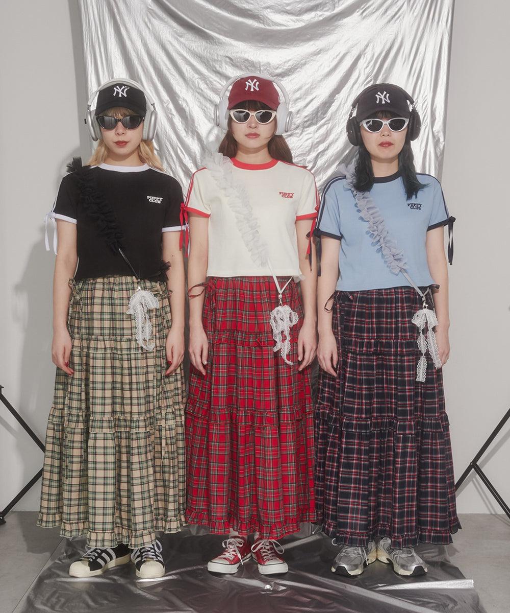 リボンポイント2ラインワッフルTシャツ