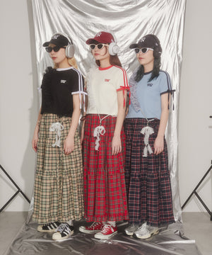 リボンポイント2ラインワッフルTシャツ