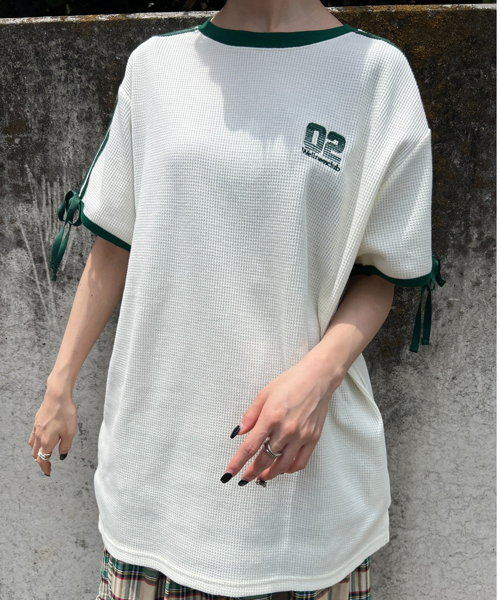 2ラインリボンビッグワッフルTシャツ