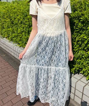 レースロングキャミワンピース