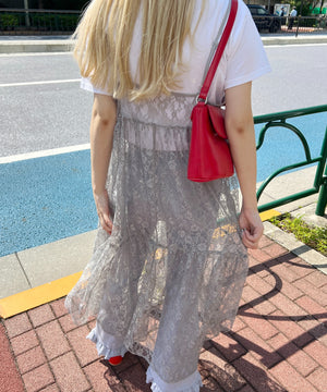 レースロングキャミワンピース