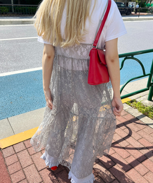 レースロングキャミワンピース