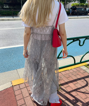 レースロングキャミワンピース