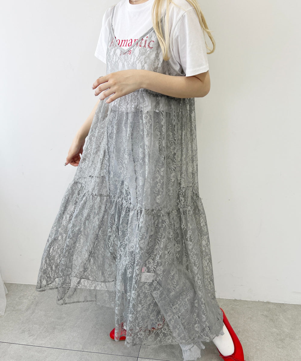 レースロングキャミワンピース