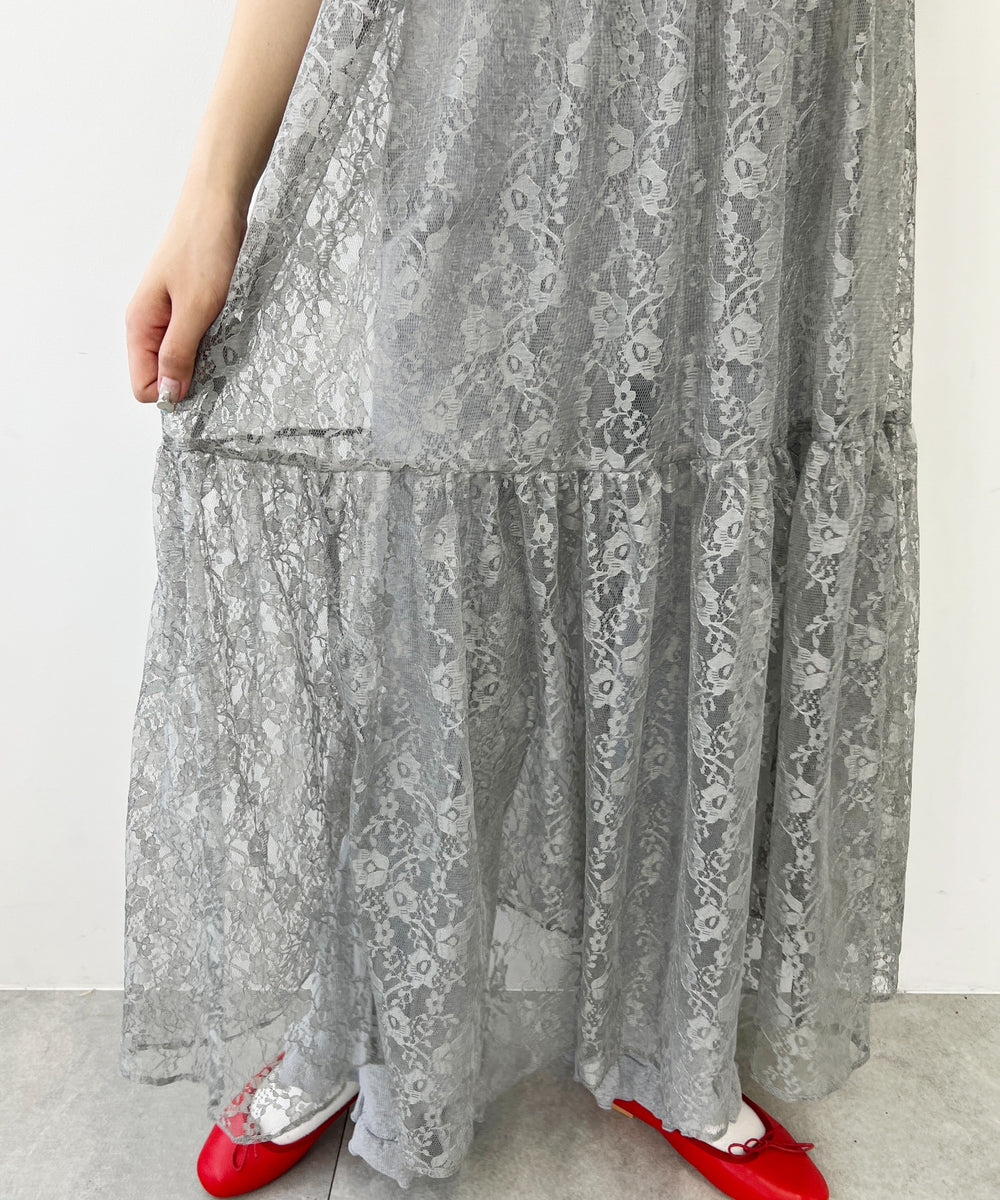 レースロングキャミワンピース