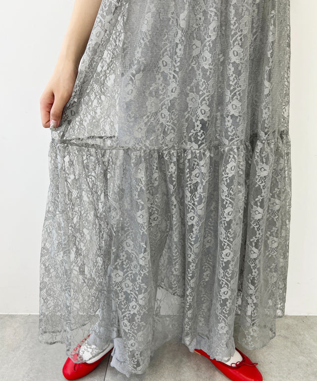 レースロングキャミワンピース