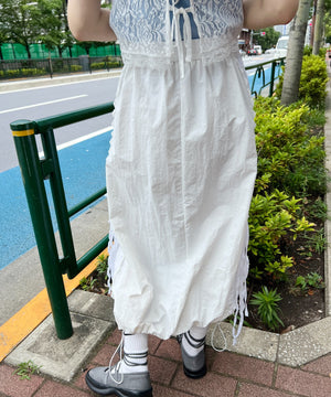 リボンラインナイロンロングスカート