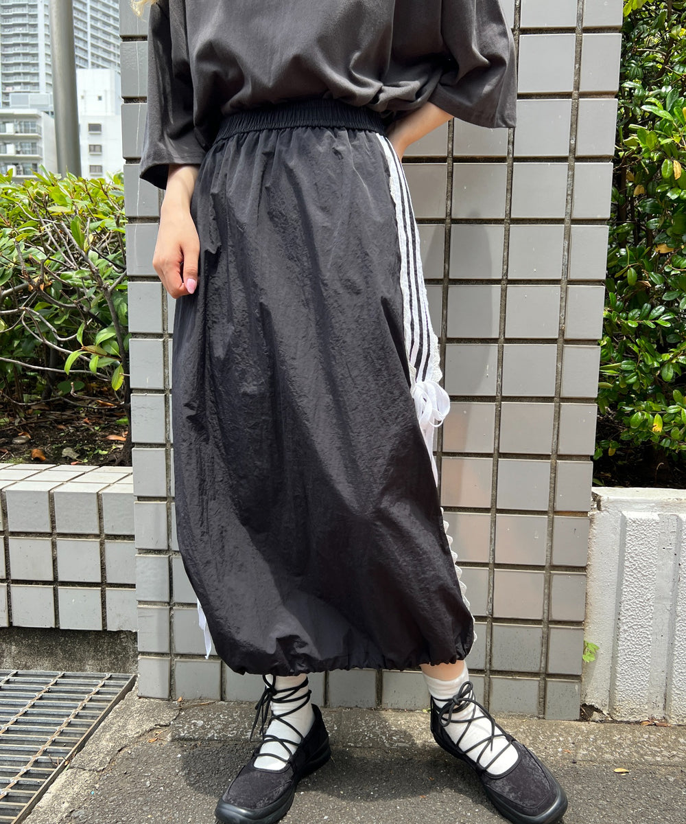 リボンラインナイロンロングスカート