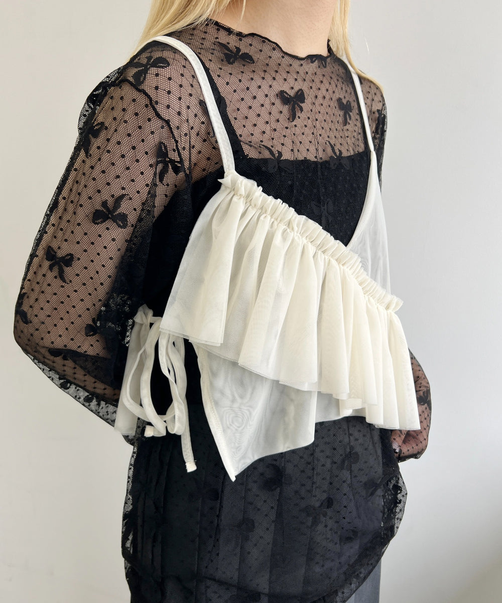 チュールアシメフリルビスチェ