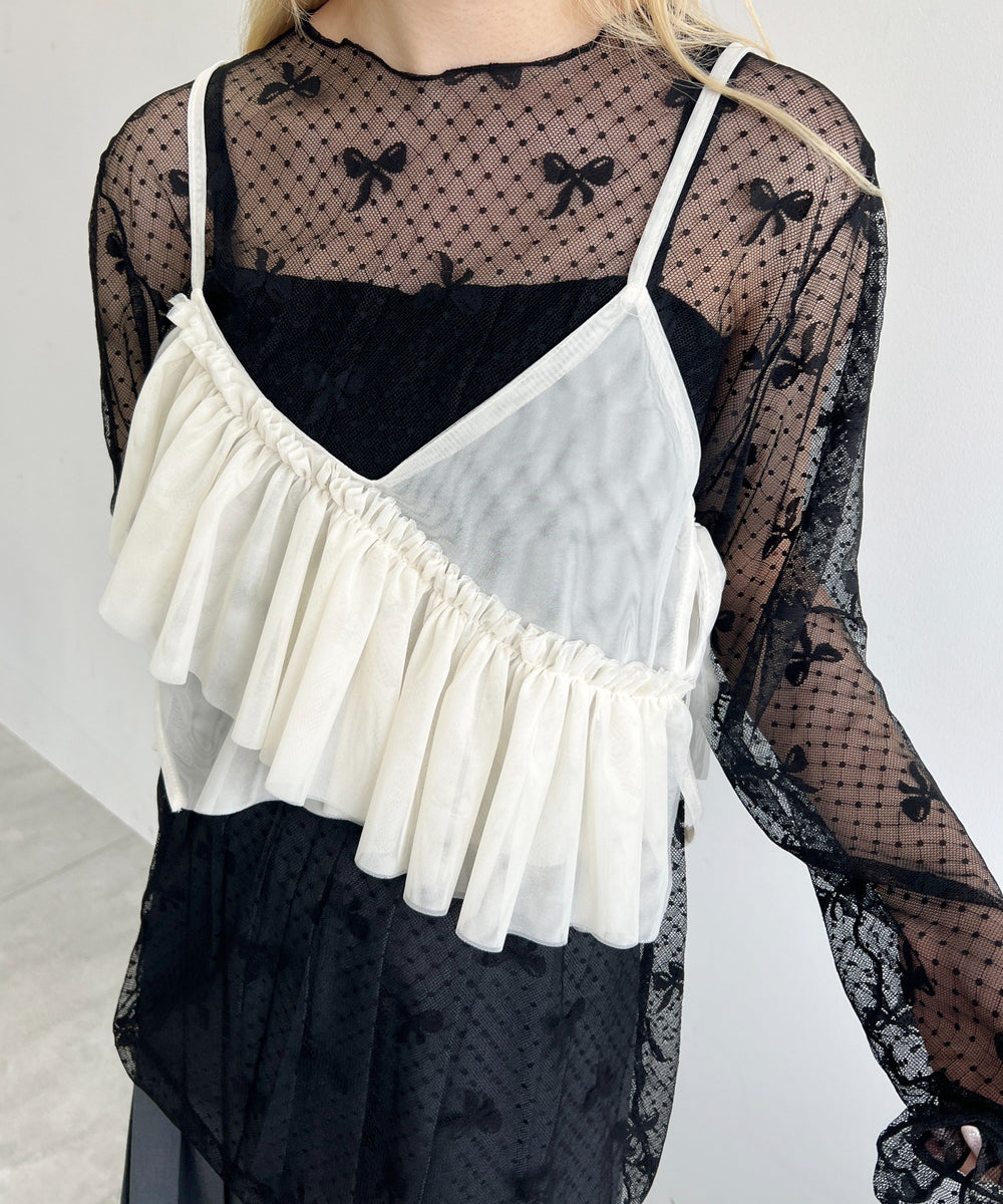 チュールアシメフリルビスチェ