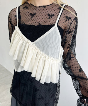 チュールアシメフリルビスチェ