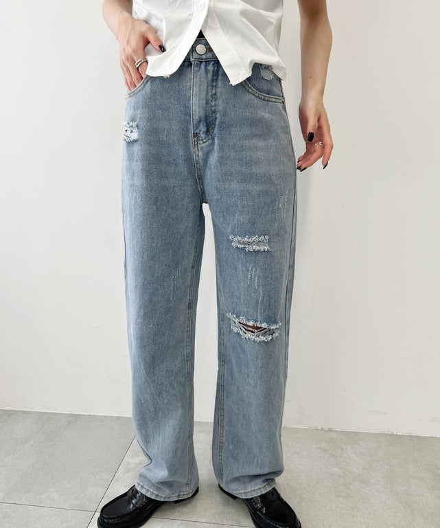 ストレートクラッシュデニムパンツ