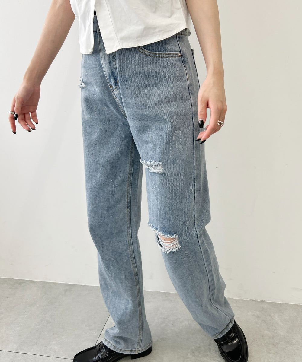 ストレートクラッシュデニムパンツ