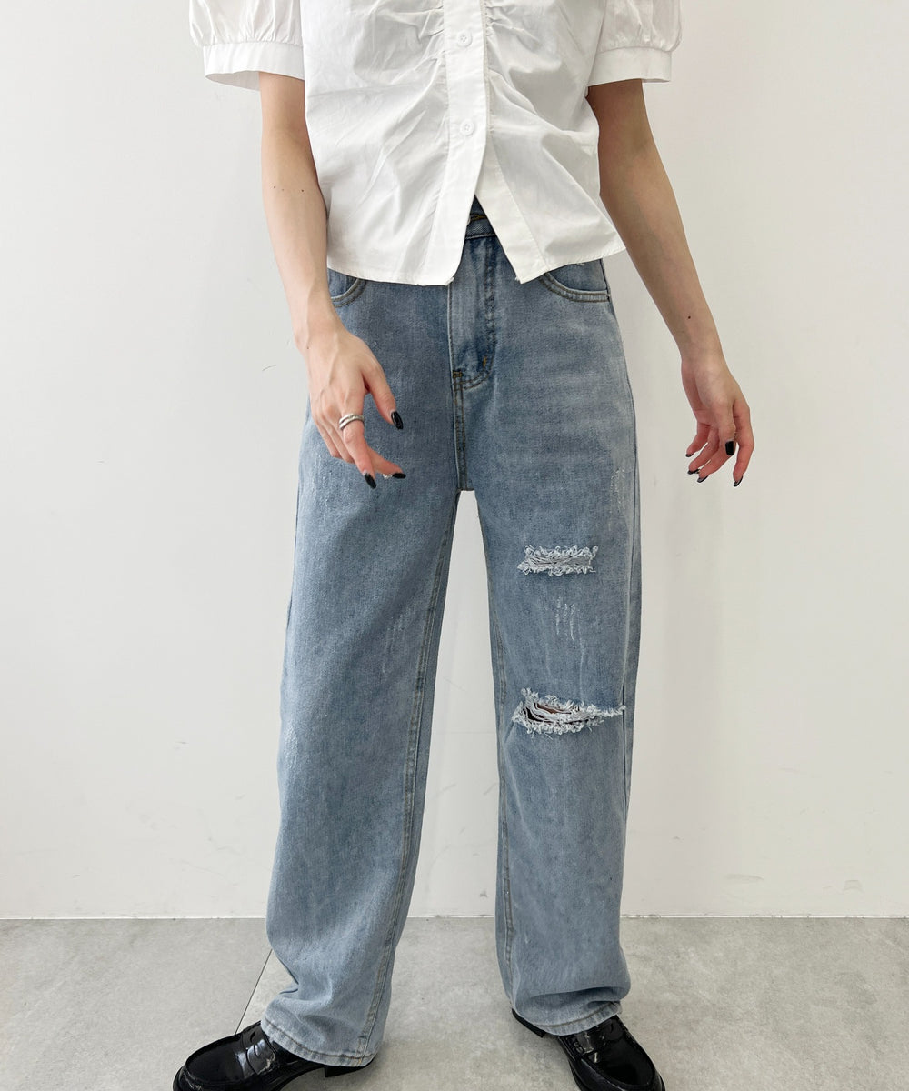 ストレートクラッシュデニムパンツ