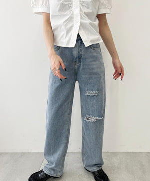 ストレートクラッシュデニムパンツ