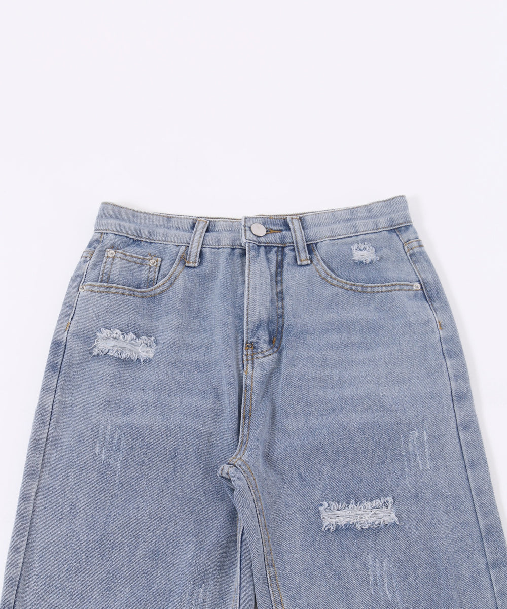 ストレートクラッシュデニムパンツ