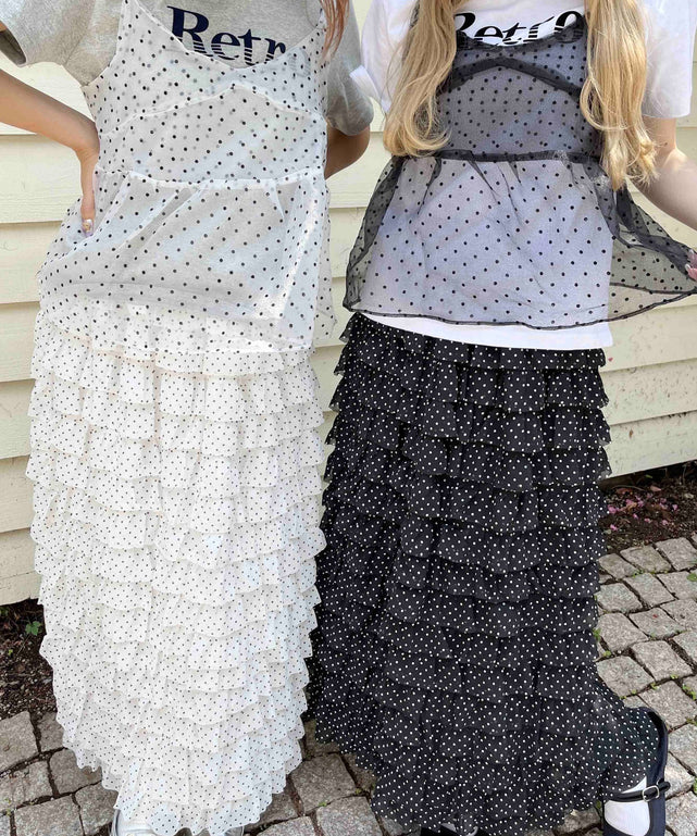 ドットミニティアードロングスカート