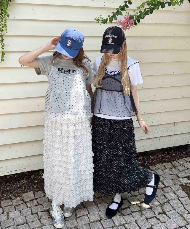 ドットミニティアードロングスカート