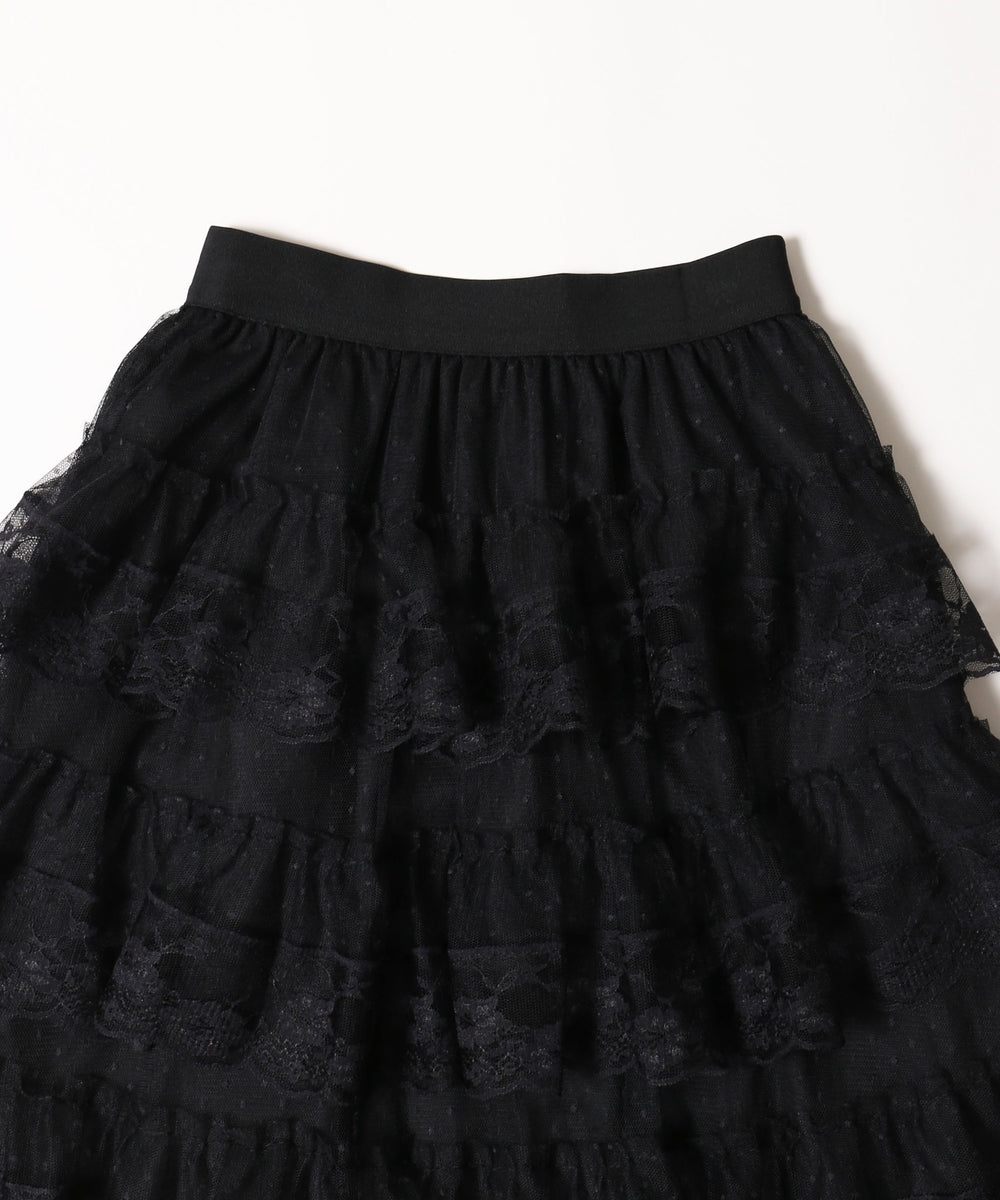 ボリュームレースロングスカート
