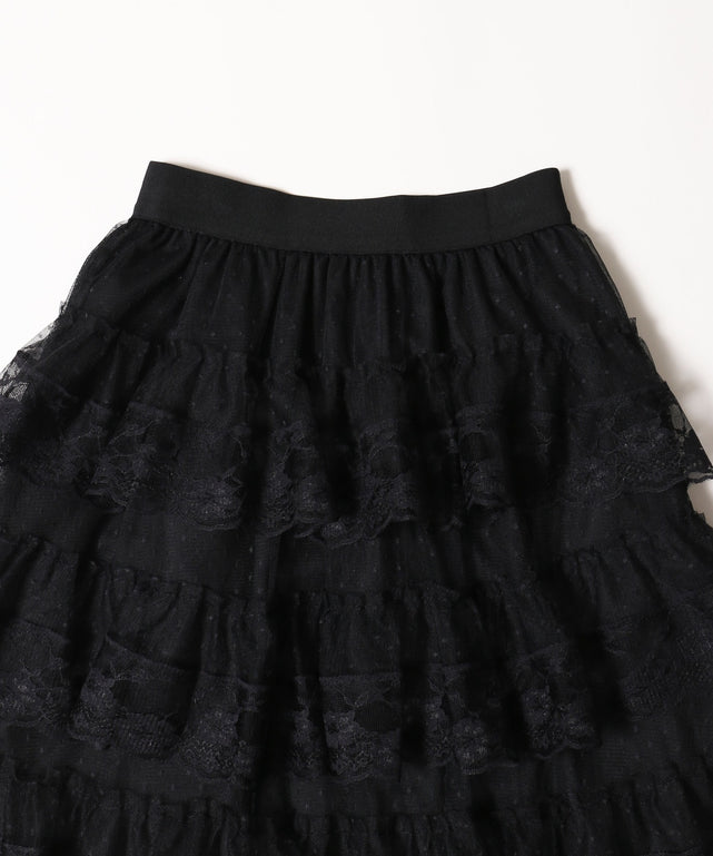 ボリュームレースロングスカート