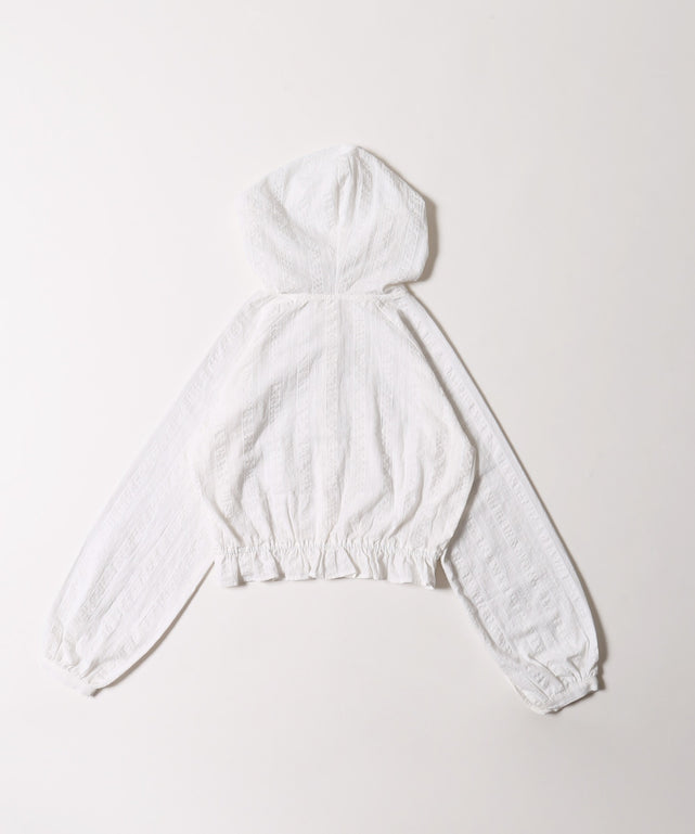 フリルフードシャツ