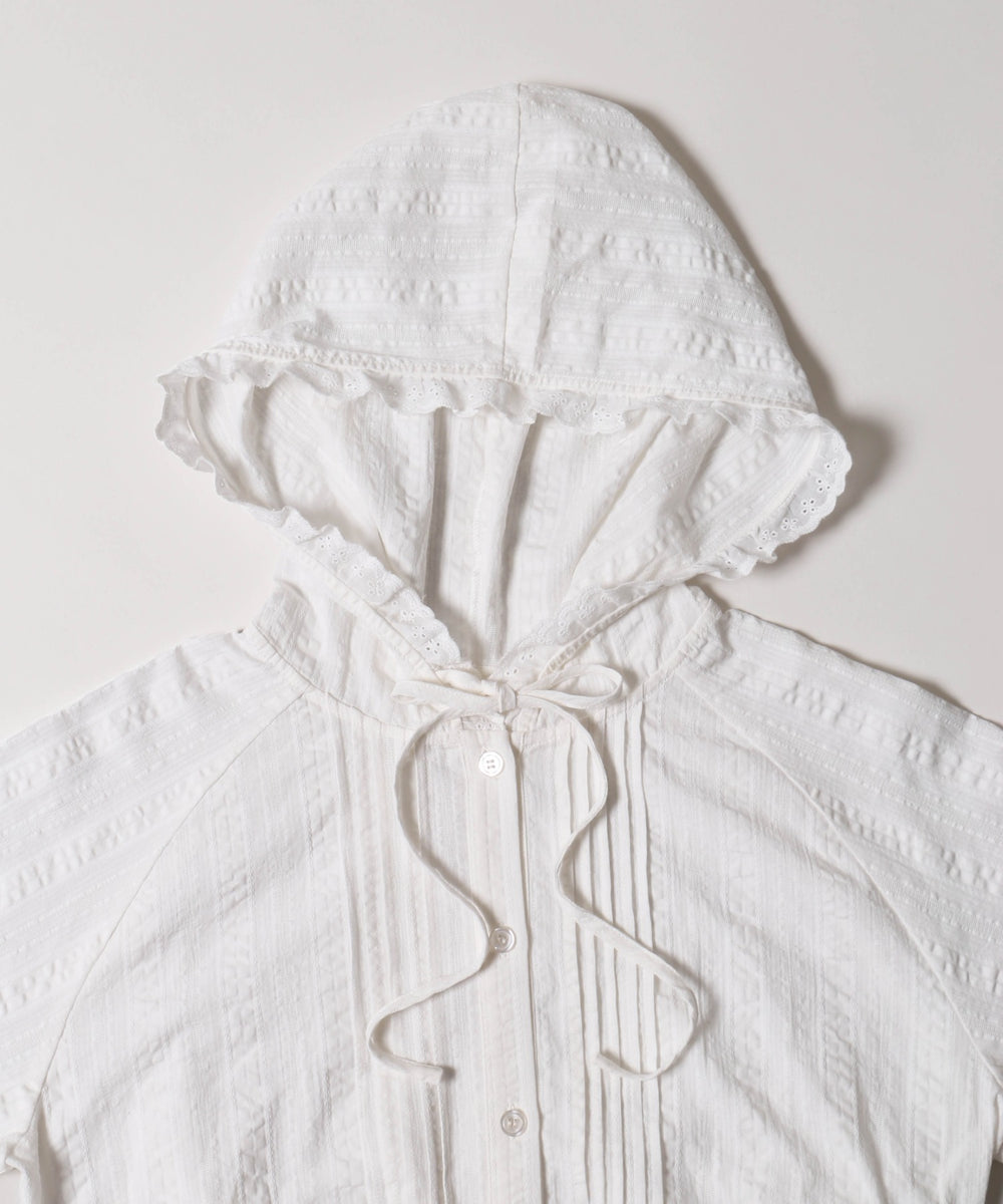 フリルフードシャツ