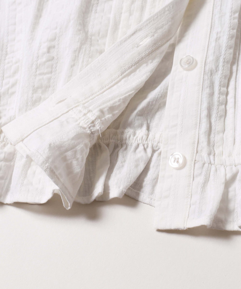 フリルフードシャツ