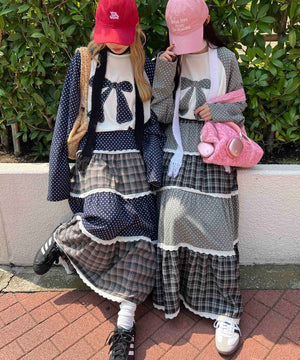 ドットラグランパッチワークロンT