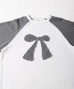 ドットラグランパッチワークロンT