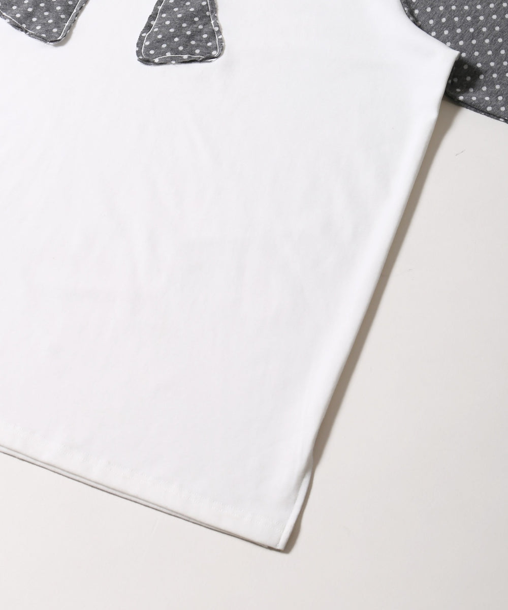 ドットラグランパッチワークロンT