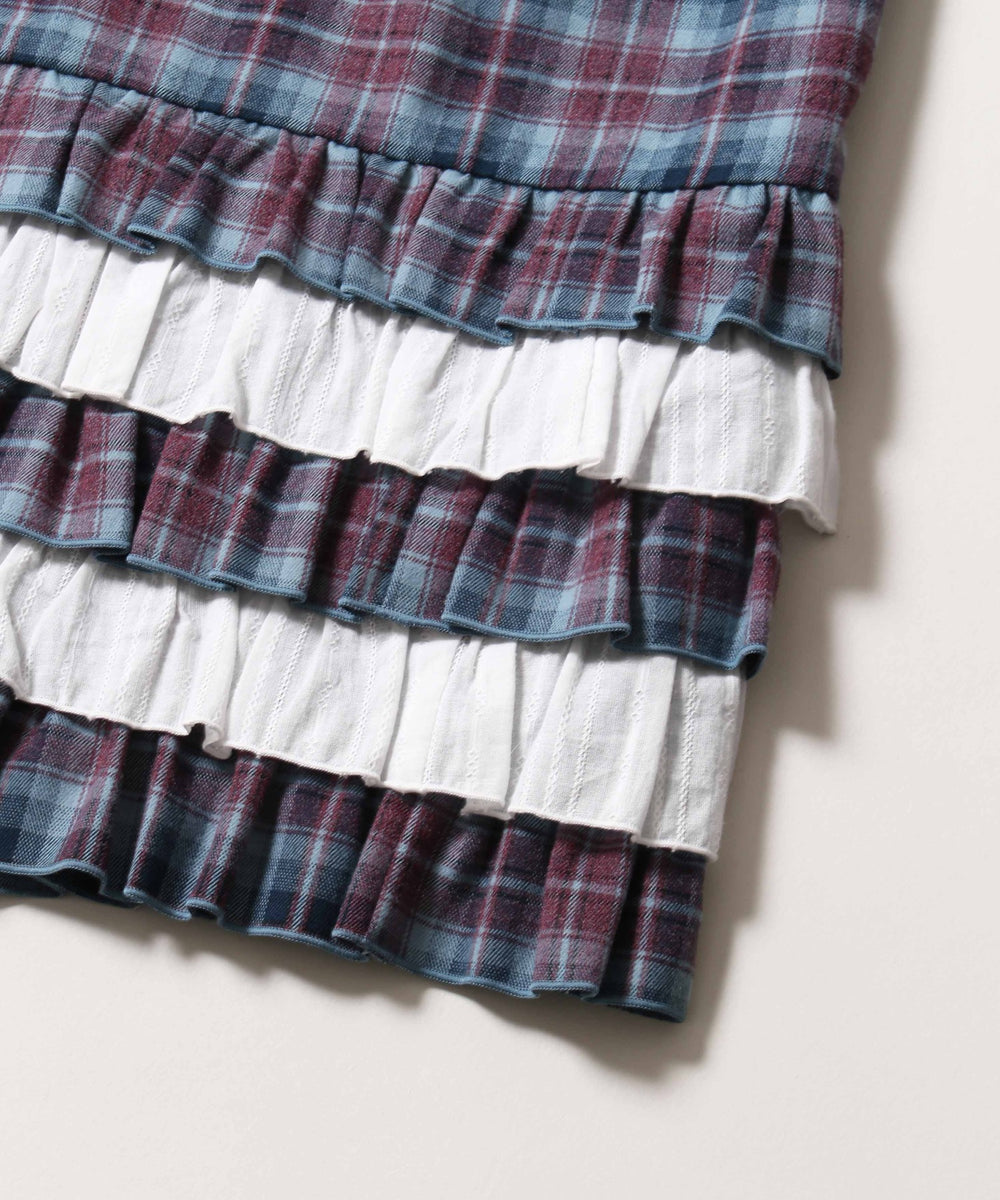 ヘムフリルチェックロングスカート