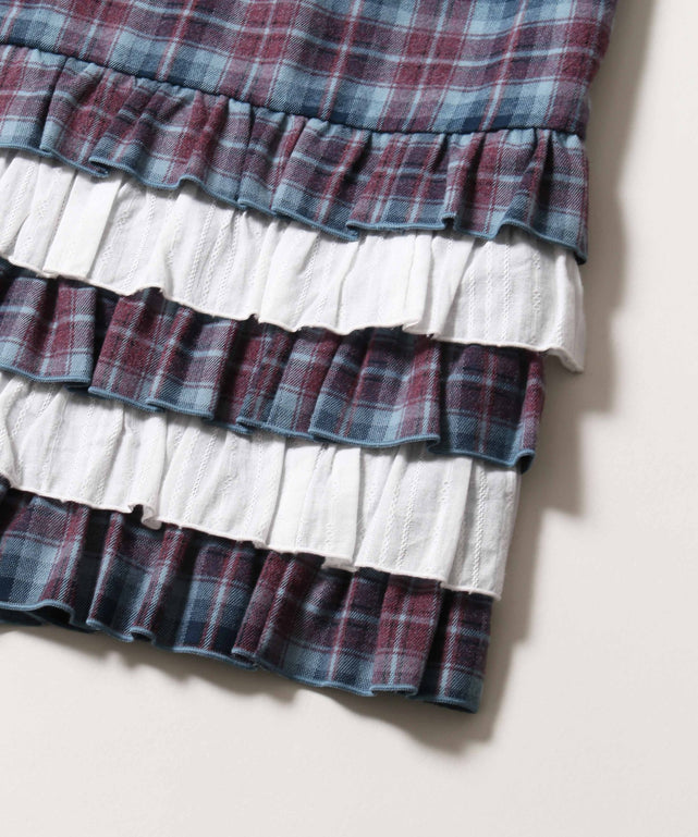 ヘムフリルチェックロングスカート