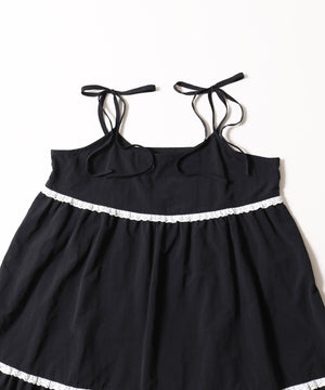 レースフリルロングワンピース