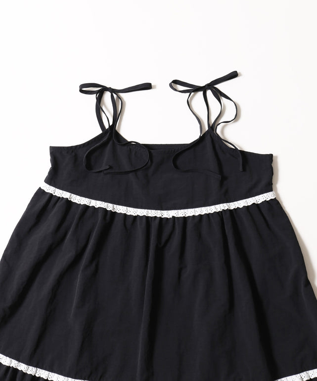 レースフリルロングワンピース