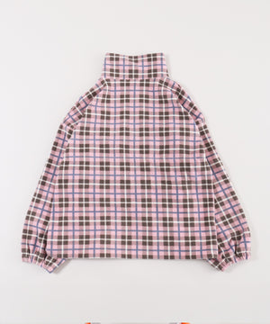 ハーフジップチェックフリースプルオーバー