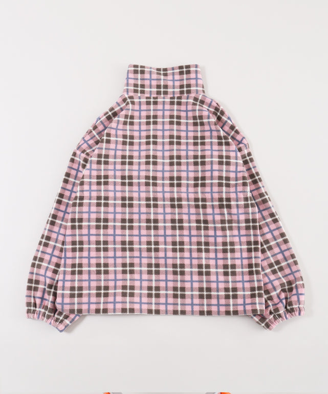 ハーフジップチェックフリースプルオーバー