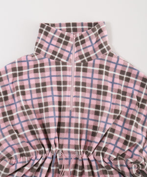 ハーフジップチェックフリースプルオーバー