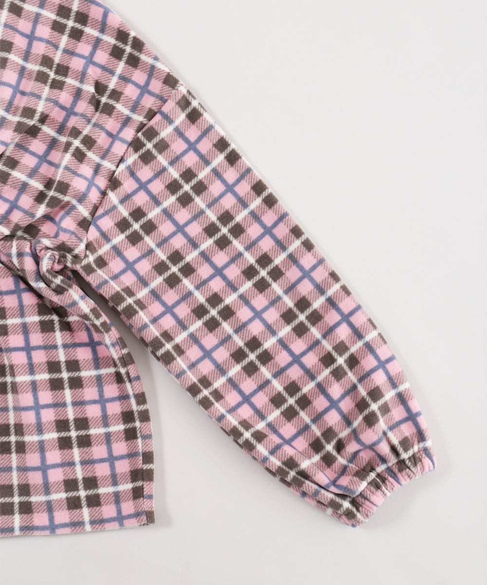 ハーフジップチェックフリースプルオーバー