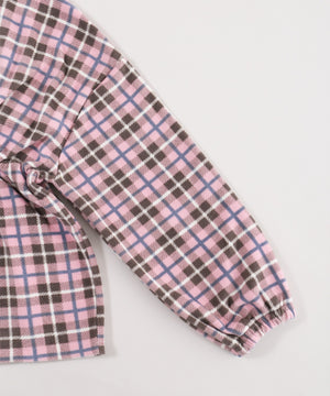 ハーフジップチェックフリースプルオーバー