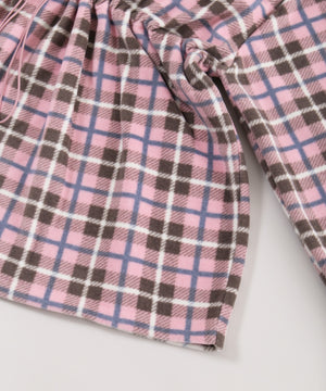 ハーフジップチェックフリースプルオーバー