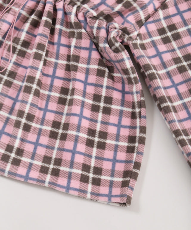 ハーフジップチェックフリースプルオーバー