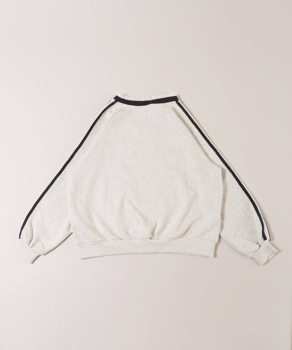 レースネックライン2ラインスウェット