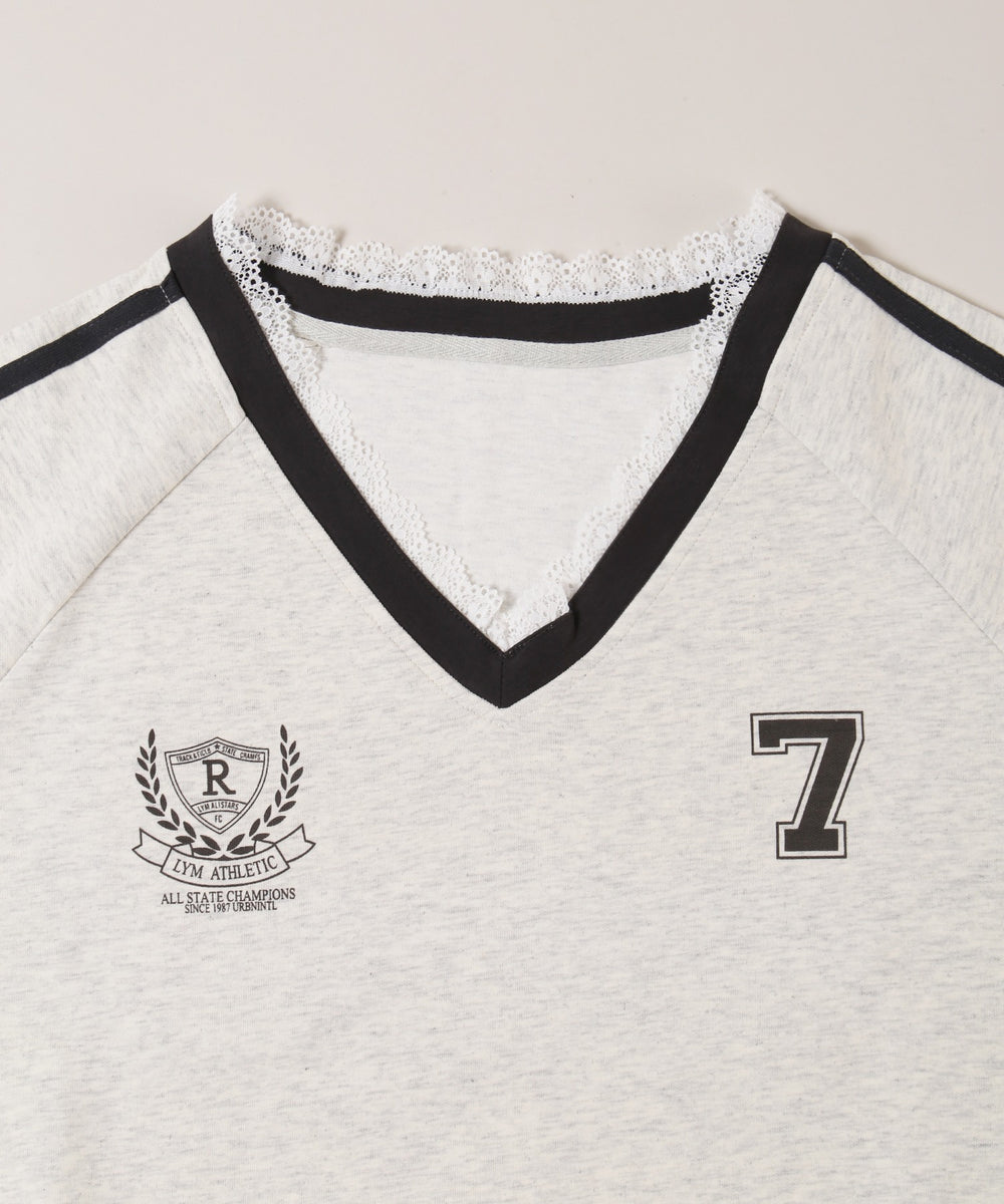 レースネックライン2ラインスウェット