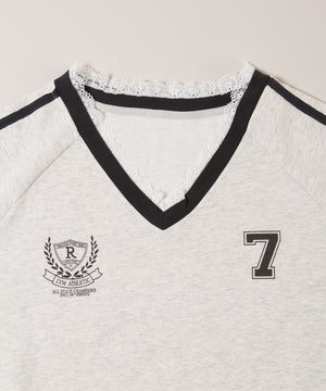 レースネックライン2ラインスウェット