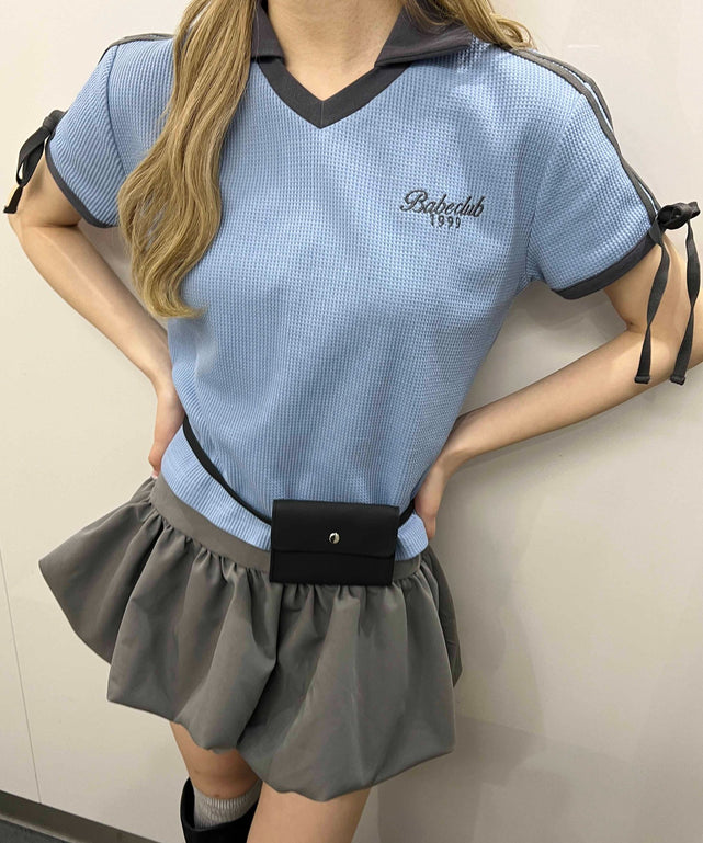 ⭐️試着のみ⭐️25SS LVプリーツカラー モノグラム リボン付 ニットトップ黒M 襟付きリボンワッフルTシャツ – WEGO ONLINE STORE