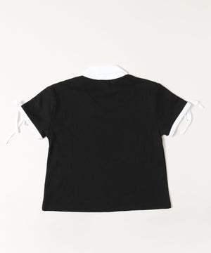 襟付きリボンワッフルTシャツ