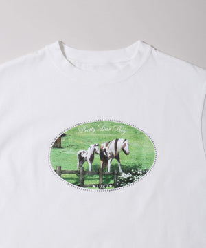 ラインストーンプリントTシャツ